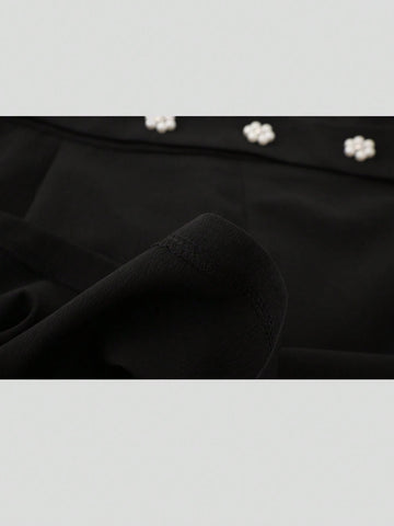 MOD Spring And Summer Casual Shorts Decorated With Small Beaded Flowers