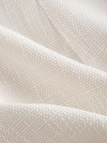 Square Neck Inspired Trim Front Double-Breasted Metal Button White Dress