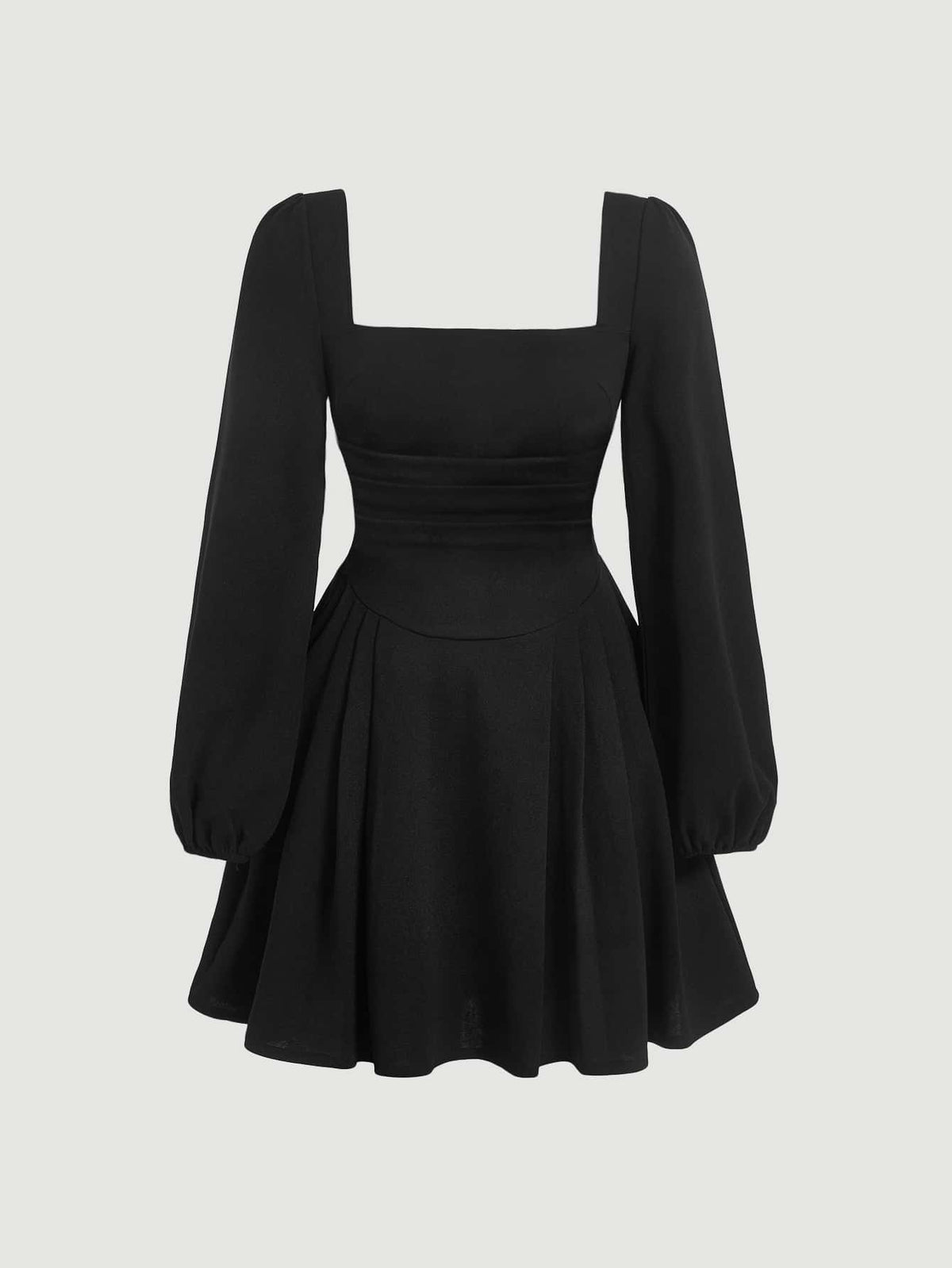 MOD Square Neck Lantern Sleeve Ruched Dress