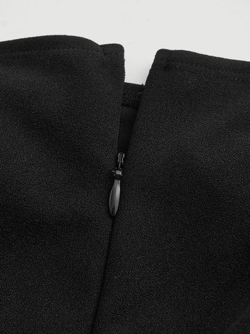 MOD Square Neck Lantern Sleeve Ruched Dress