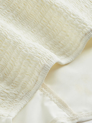 MOD Square Neck Ruffle Trim Virago Sleeve Crop Blouse