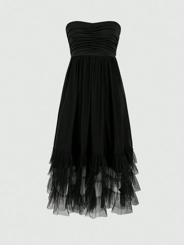 MOD Strapless Pleated Dress
