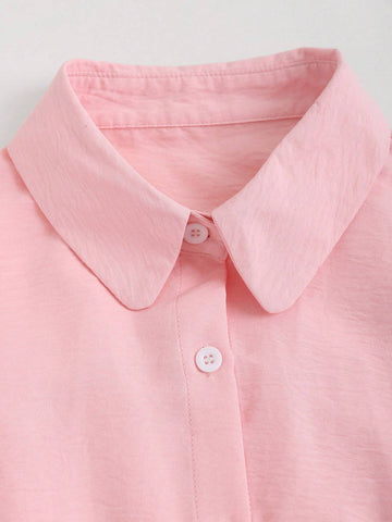 MOD Summer Casual Solid Color Puff Sleeve Blouse