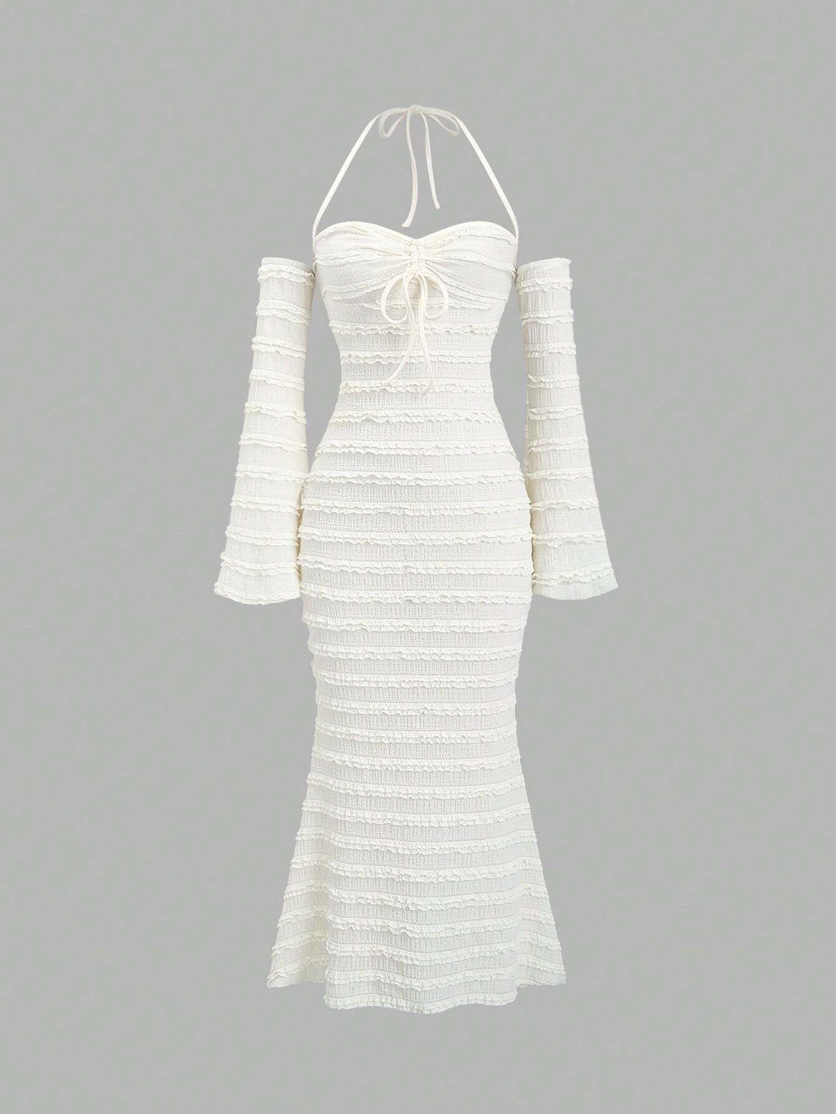 Summer Elegant Solid Cold-Shoulder Backless Dress