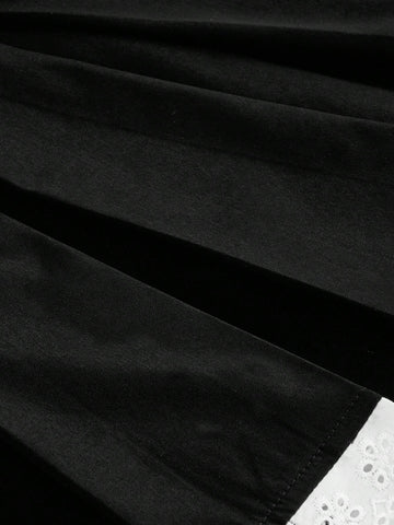 MOD Summer Music Festival Clothing Lace Decorated Pleated Short Black Skirt