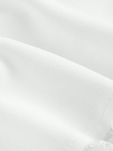 Summer Sweet Solid Color Lace Spliced Bow Detail Bow Decorated Tank Top Layered Cake Skirt Set