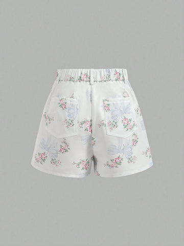 MOD Sweet Floral Print High Waist Vacation Style Match With Wide-Leg Shorts