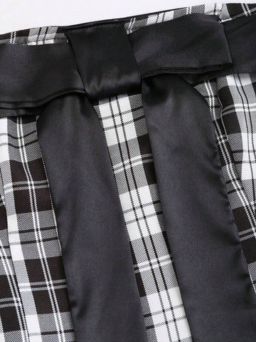 Sweet & Spicy Plaid Black Strapless Dress For Women
