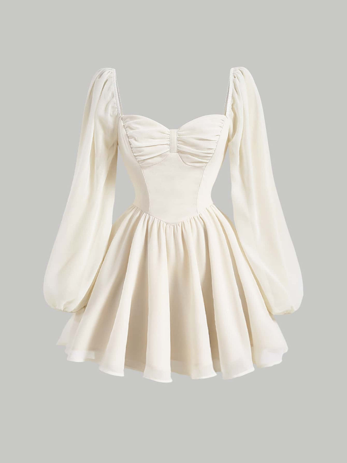 MOD Sweetheart Neck Lantern Sleeve Ruched Bust Dress