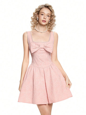 The Big Bow On The Front Is Decorated In Pink And Elegant,New Years Outfit,Valentine's Day