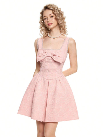 The Big Bow On The Front Is Decorated In Pink And Elegant,New Years Outfit,Valentine's Day