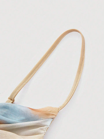 MOD Tie Dye Ruched One Shoulder Asymmetric Strap Summer Crop Top