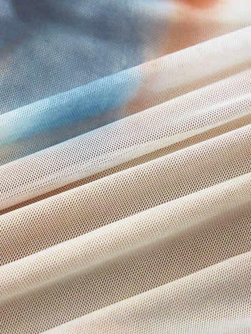 MOD Tie Dye Ruched One Shoulder Asymmetric Strap Summer Crop Top