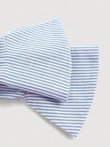 MOD Vintage College Style Blue & White Striped Turndown Collar Square Neck Shirt