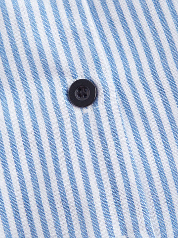 MOD Vintage College Style Blue & White Striped Turndown Collar Square Neck Shirt