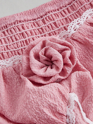 Vintage French Romantic Country Girl Puff Sleeve Lace Patchwork Dress Fall Clothes Bridgerton Style