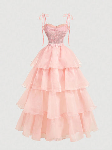 Vintage Light Pink Gorgeous 2in1 Dress With Detachable Multiple Skirts - Palace Style,Birthday