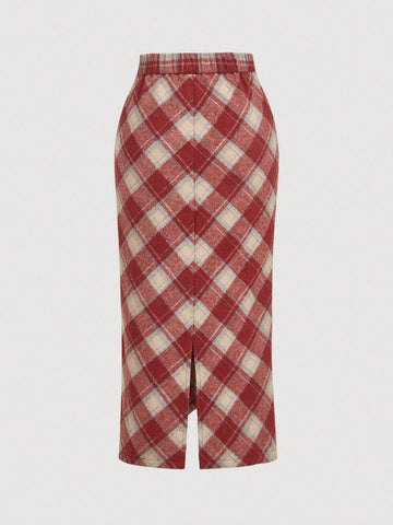 MOD Vintage Red And White Checkered Print Bodycon Elegant Retro Mini Skirt