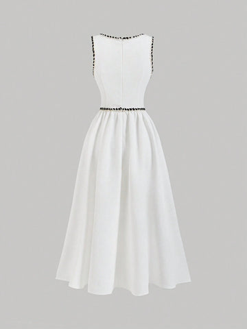 White Contrast Lace Vintage Girl Dress