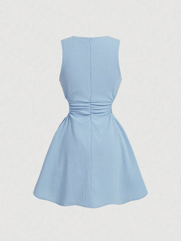 White Hollow Out Romantic Bubble Women's Dress