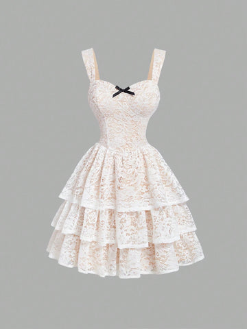 White Layered Cake Bodycon Mini Shoulder Strap Dress Bridgerton Style Dress Fall Clothes