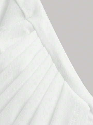 White Off-Shoulder Fishbone Romantic Floating Belt Asymmetrical Summer Dress Dress Party
