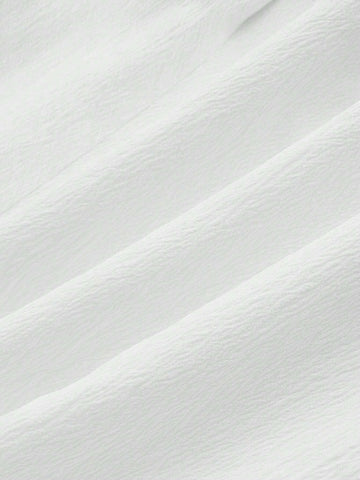 White Pleated Ruffle Hem Countryside Vacation Jumpsuit For Summer