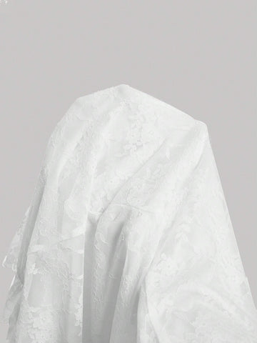 White Ruffled Off-Shoulder Short Dress With Flared Hem, Long Bow Tie, Summer Holidays, Parties