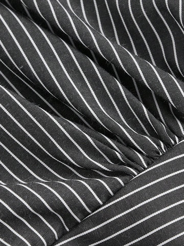 MOD White & Khaki Striped Asymmetric Wrapped Long Sleeve Shirt