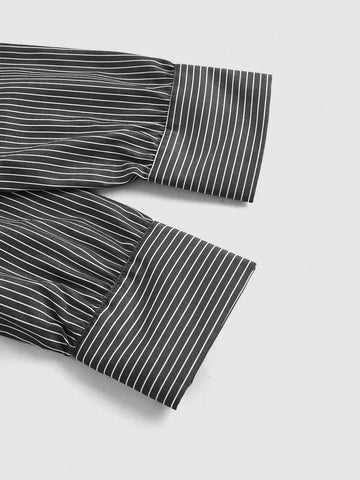 MOD White & Khaki Striped Asymmetric Wrapped Long Sleeve Shirt