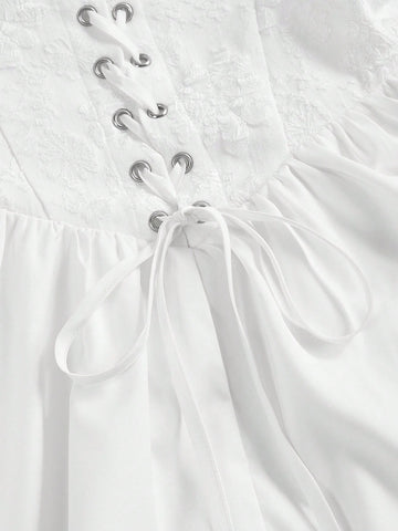 Women'S Bubble Sleeve Romper With Ruched Bust