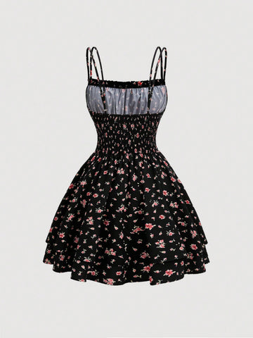 MOD Women'S Floral Print Self-Tied Front Cami Dress