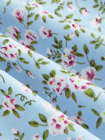 MOD Women'S Floral Printed Skirt With Side Knot And Ruffled Hem