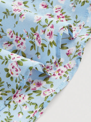 MOD Women'S Floral Printed Skirt With Side Knot And Ruffled Hem