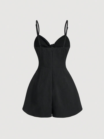 Women'S Knotted Front Strap Romper Shorts