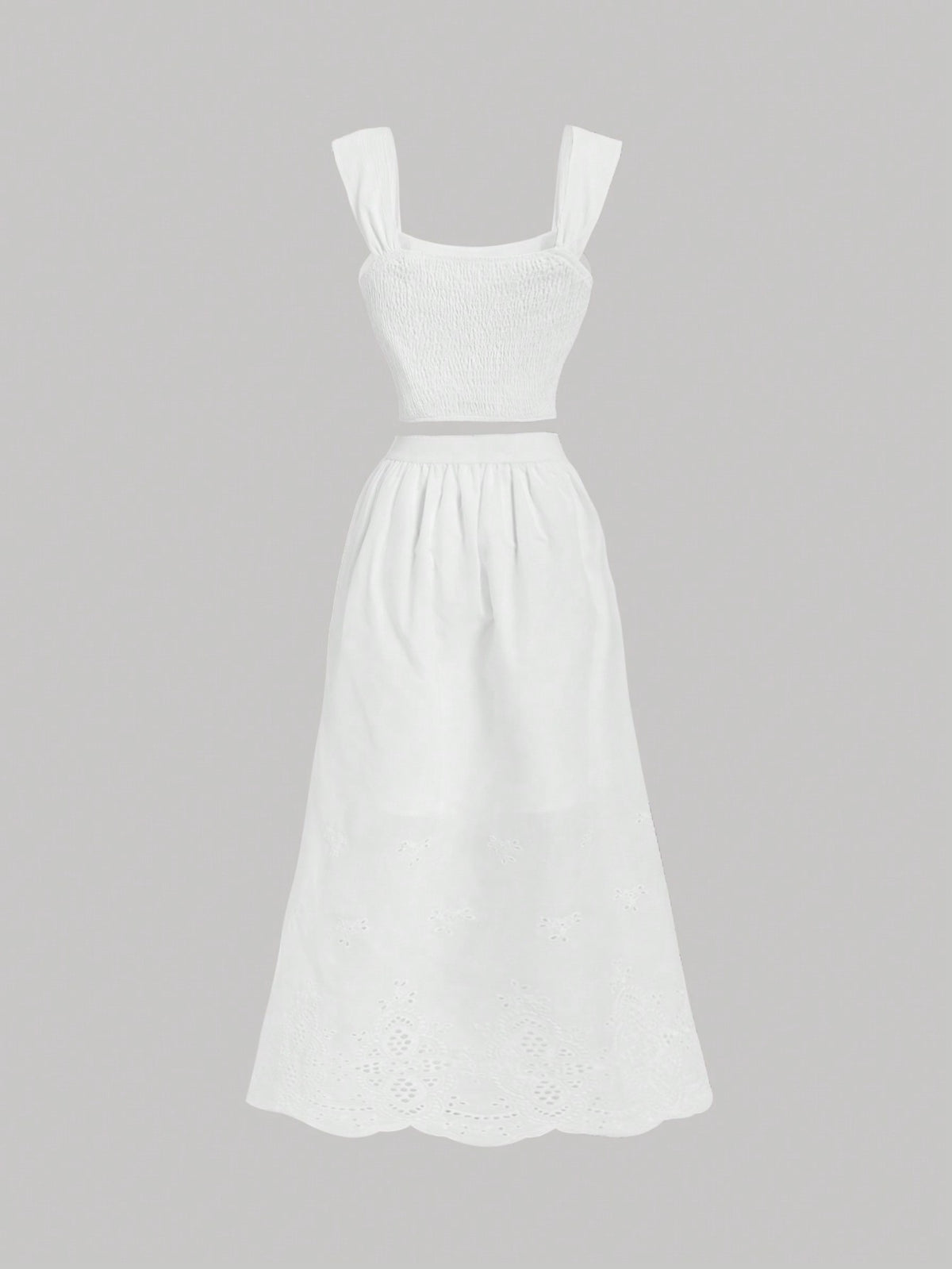 Women'S Solid Color Button Detail Camisole And Skirt Two Piece Set
