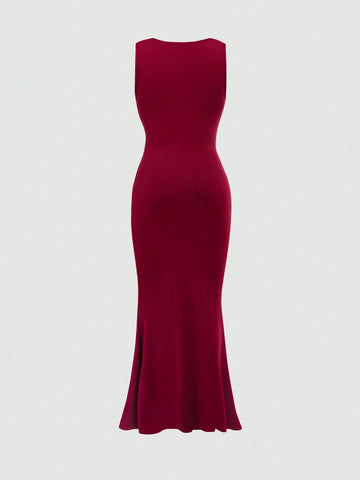 MOD Women'S Square Neck Pleated Sleeveless Dress