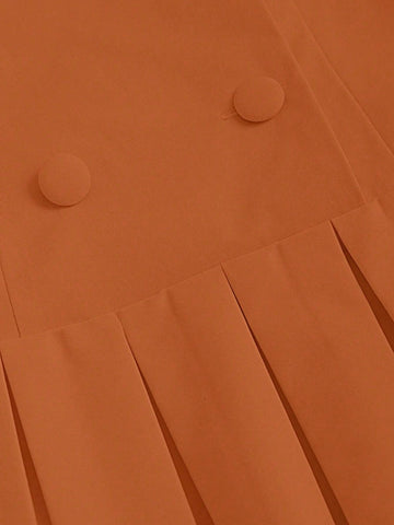 Women`S Summer Solid Color Pleated Hem Halter Neck Dress