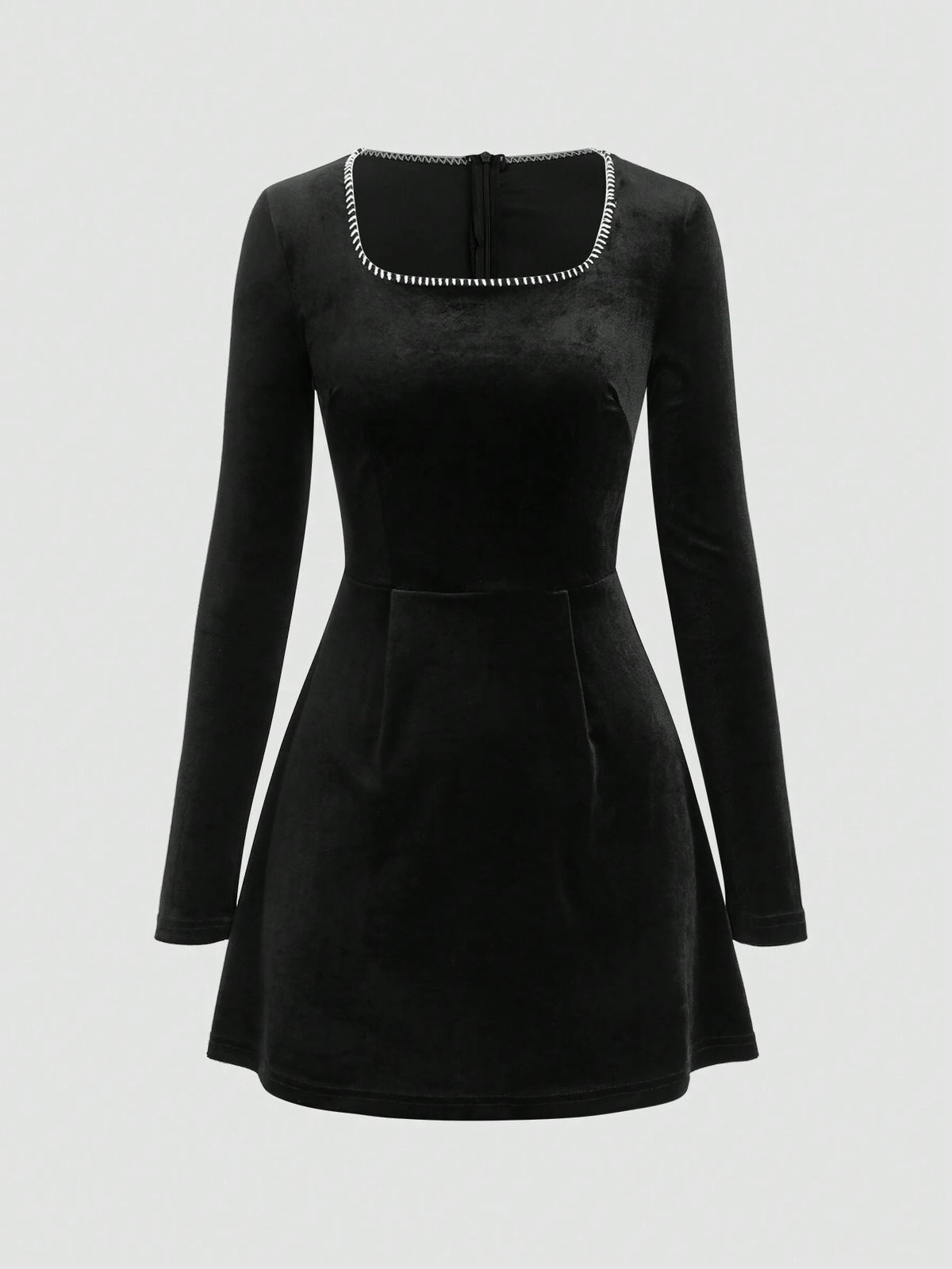 Women Crew Neck Long Sleeve Short Knit Dress