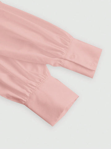 MOD Women Elegant Contrast Color Hem Slit Fitted 2in1 Blouse, Spring And Autumn