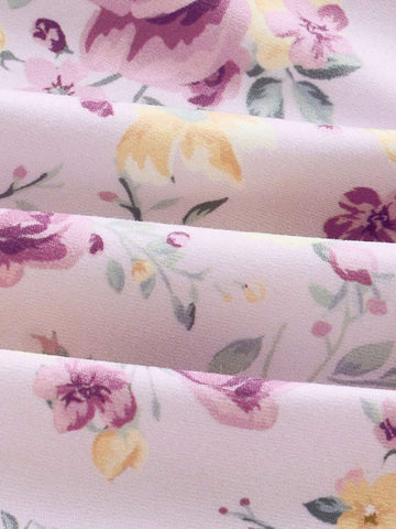 Women\ Fashionable Halter Neck Floral Top And Skirt Set