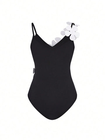 Women Floral Patchwork Decorated Bodysuit