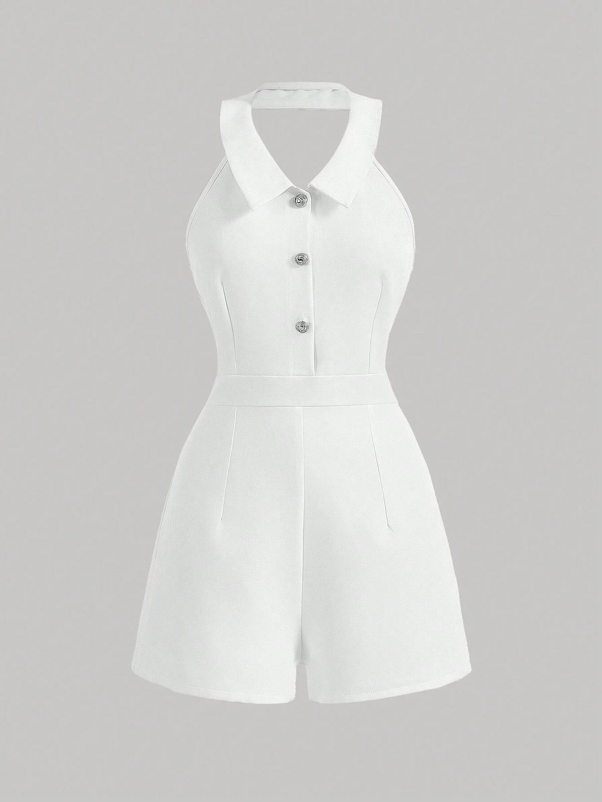 Women Rompers Solid Color Halter Neck Romper