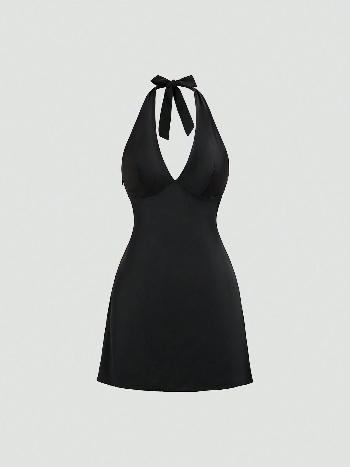 Women Solid Color Simple Daily Tie-Neck A-Line Dress