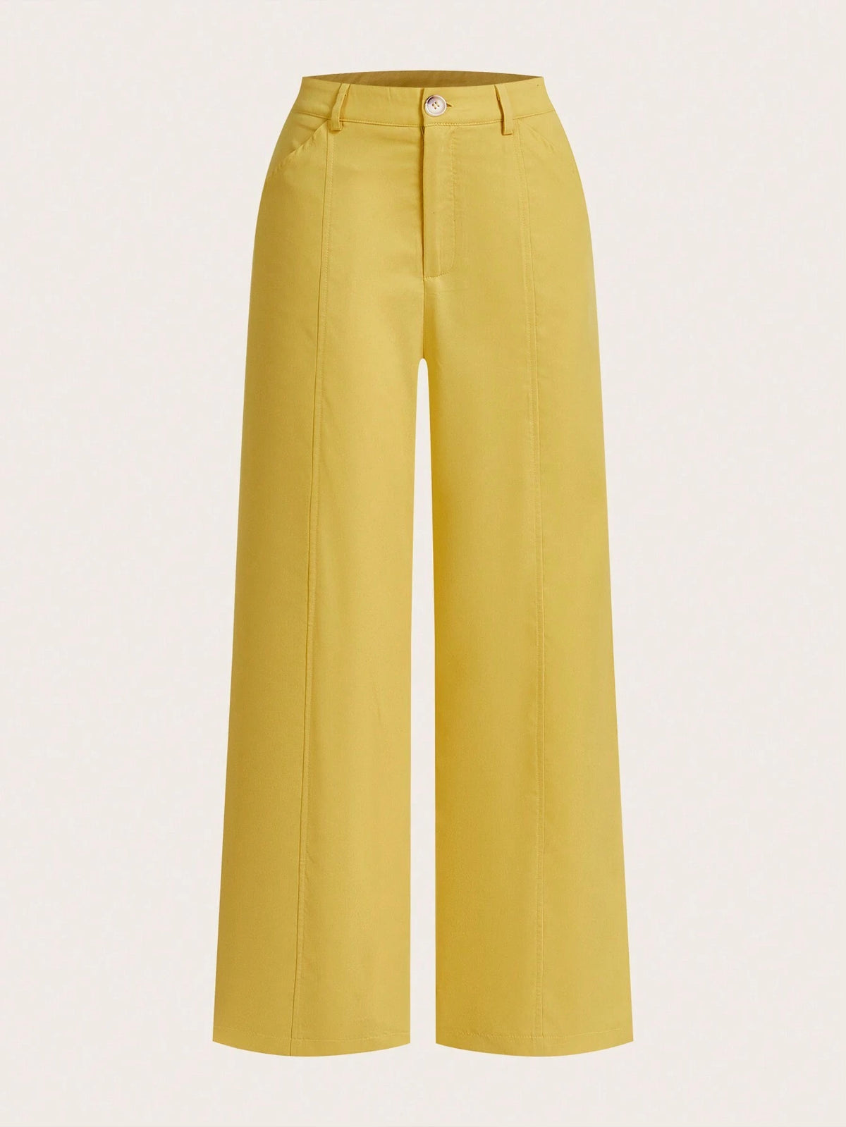 MOD Women Solid Color Straight-Leg Casual Pants With Button Waist Band