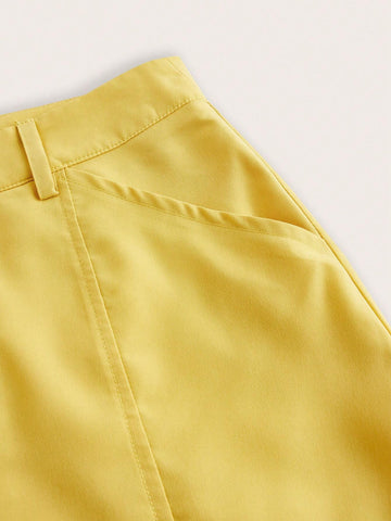 MOD Women Solid Color Straight-Leg Casual Pants With Button Waist Band