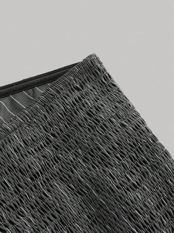 Women Striped Strapless Jumpsuit With Hollow Out Front And Bow Decoration