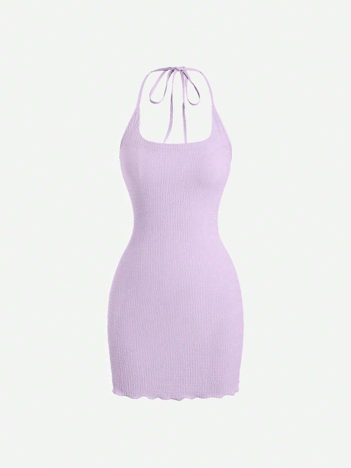 Women Summer Solid Color Slim Fit Halter Neck Strap Dress