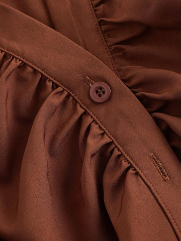 MOD Women V-Neck Ruffle Flared Sleeve Blouse, Waist Cinched,Black Long Sleeve Shirt