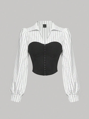 MOD Women's 2 In 1 Black And White Bra Top